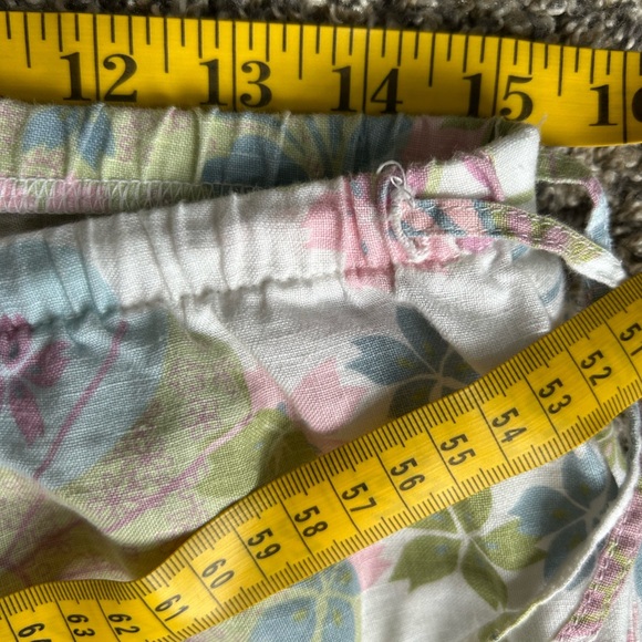 Spirit Activewear 100% linen cropped pants in pastel color floral design medium - Picture 6 of 7